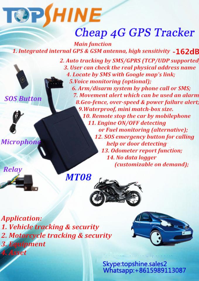Inseguitore del veicolo 4G GPS dell'automobile dei motocicli del ebike di alta qualità con il CE del FCC pieno di certificazione del CPU del grado industriale