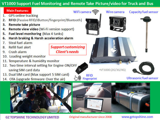 Max 4 Tank Fuel Monitor Car GPS Tracker con Motore Off Remote Over Speed Alert
