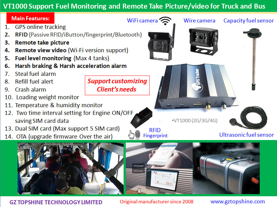 Max 4 Tank Fuel Monitor Car GPS Tracker con Motore Off Remote Over Speed Alert
